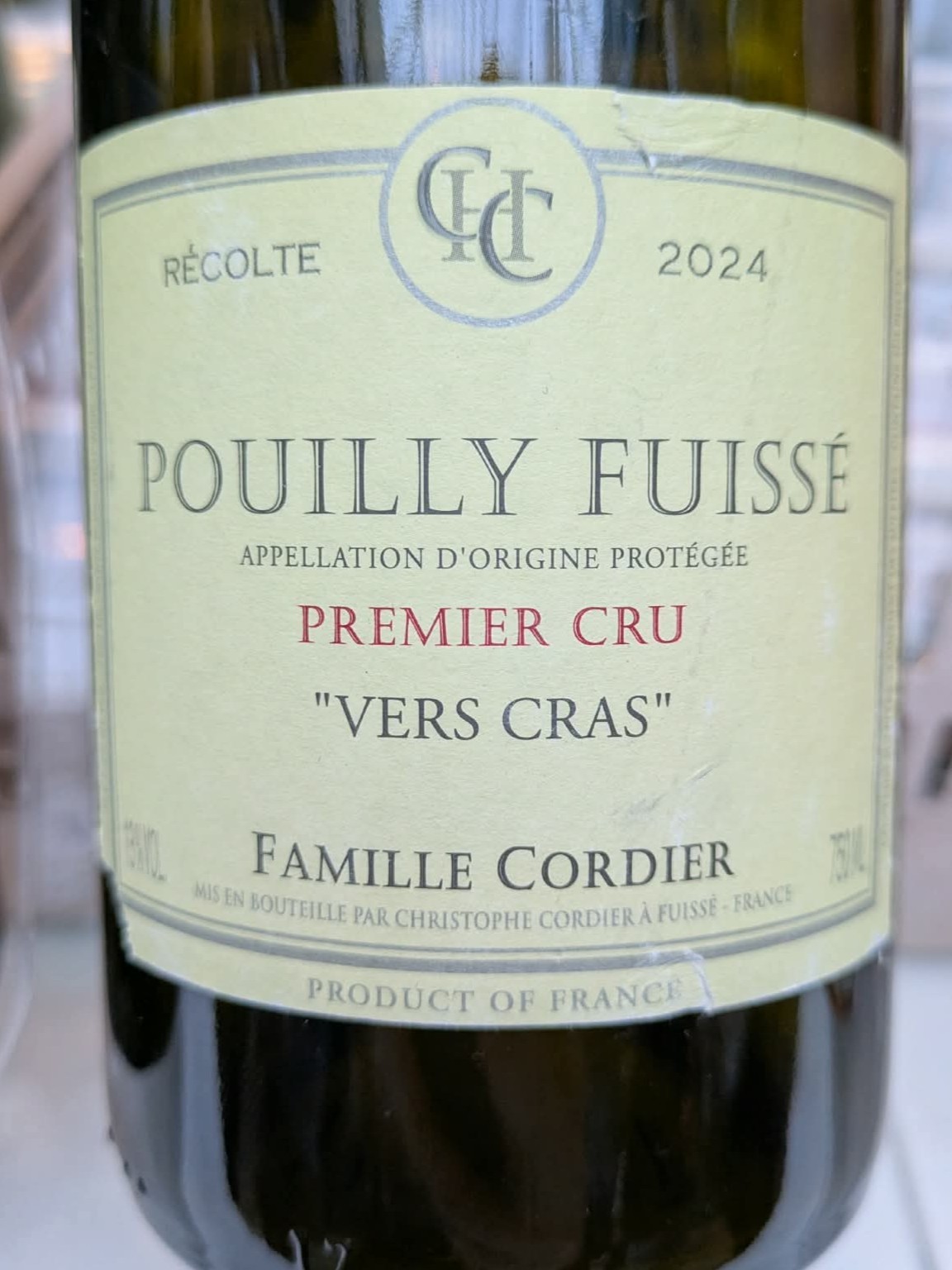 Pouilly-Fuissé Premier Cru Vers Cras Domaine Cordier